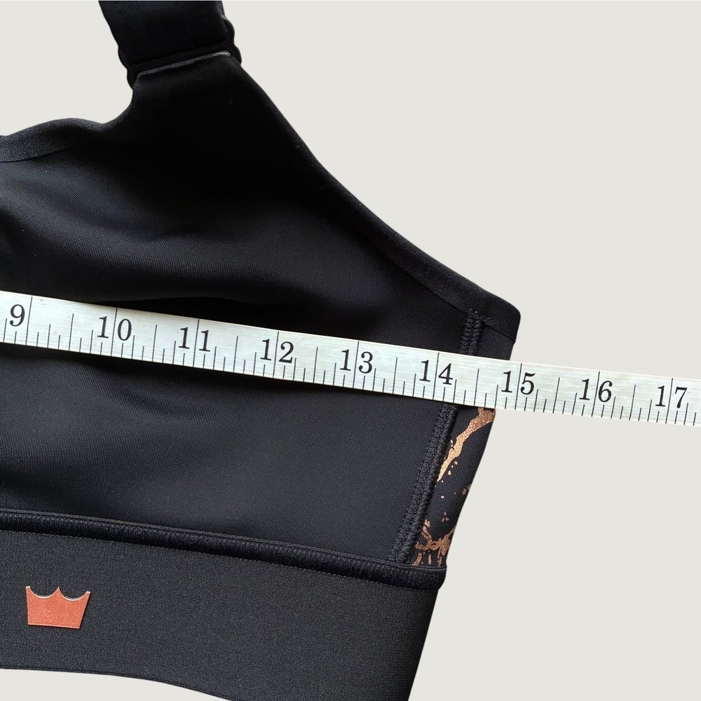 SHEFIT Flex Sports Bra M Black Rose Gold Metallic Marble Print Front Zip - Picture 9 of 10